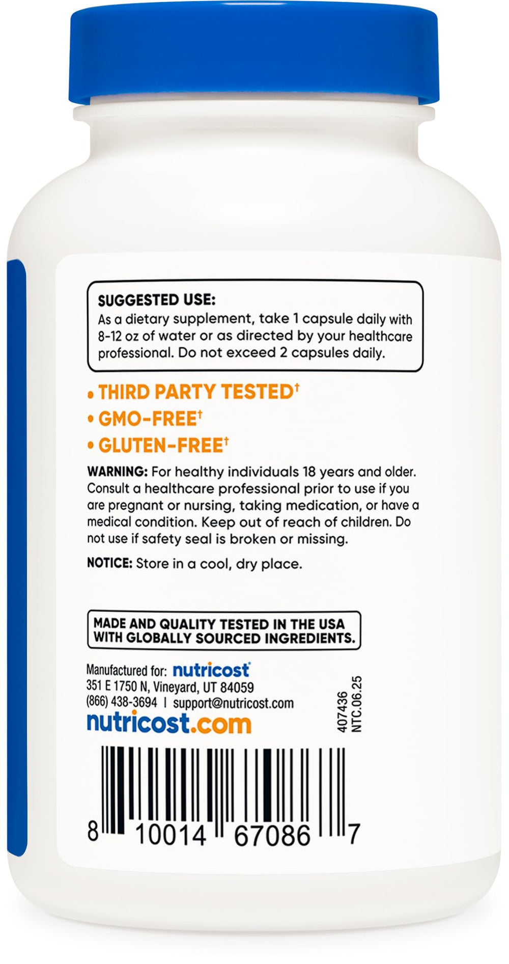 Nutricost boron bottle being held for easy daily supplementation