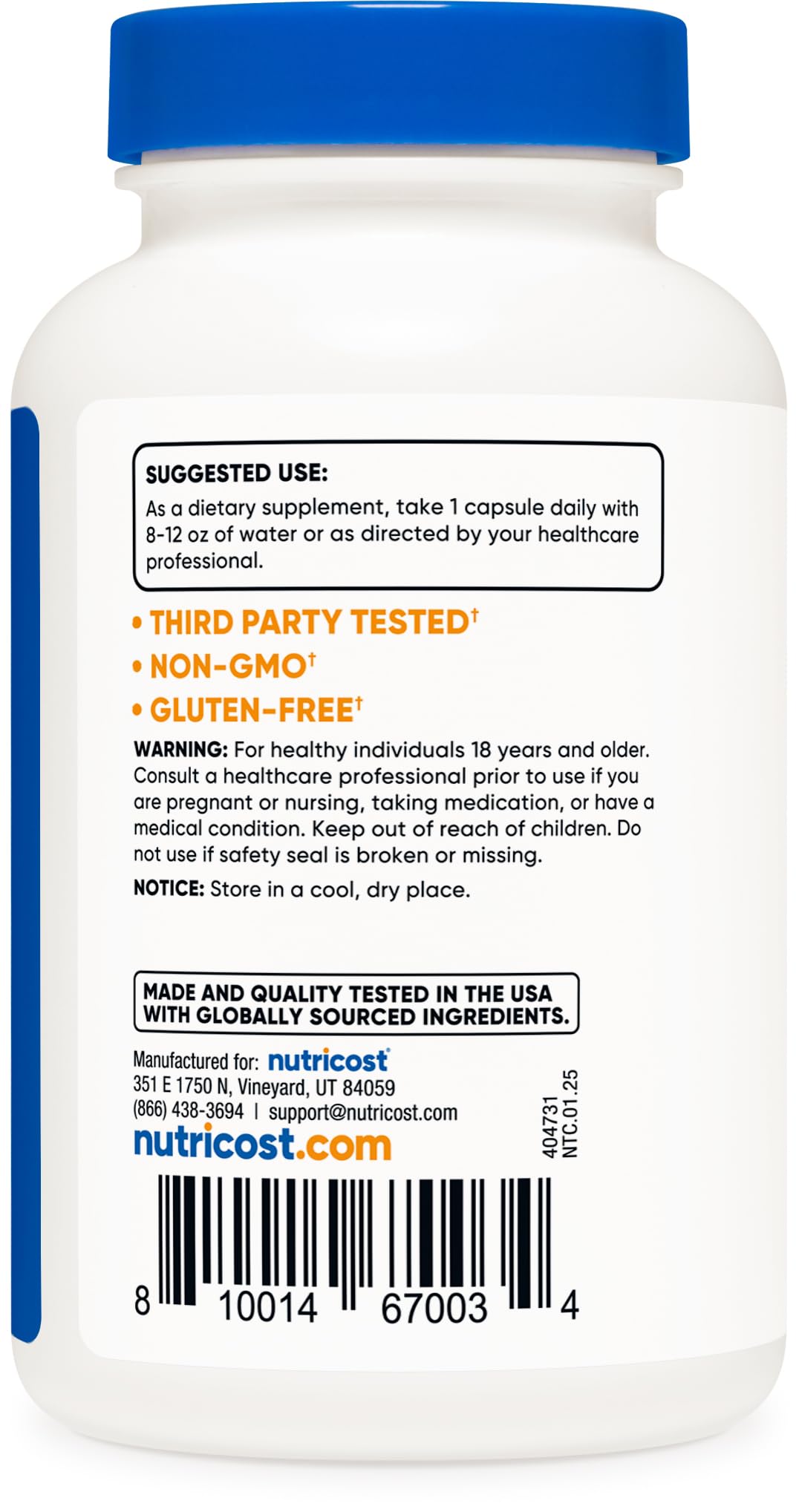 Nutricost Bromelain packaging with ingredients list.