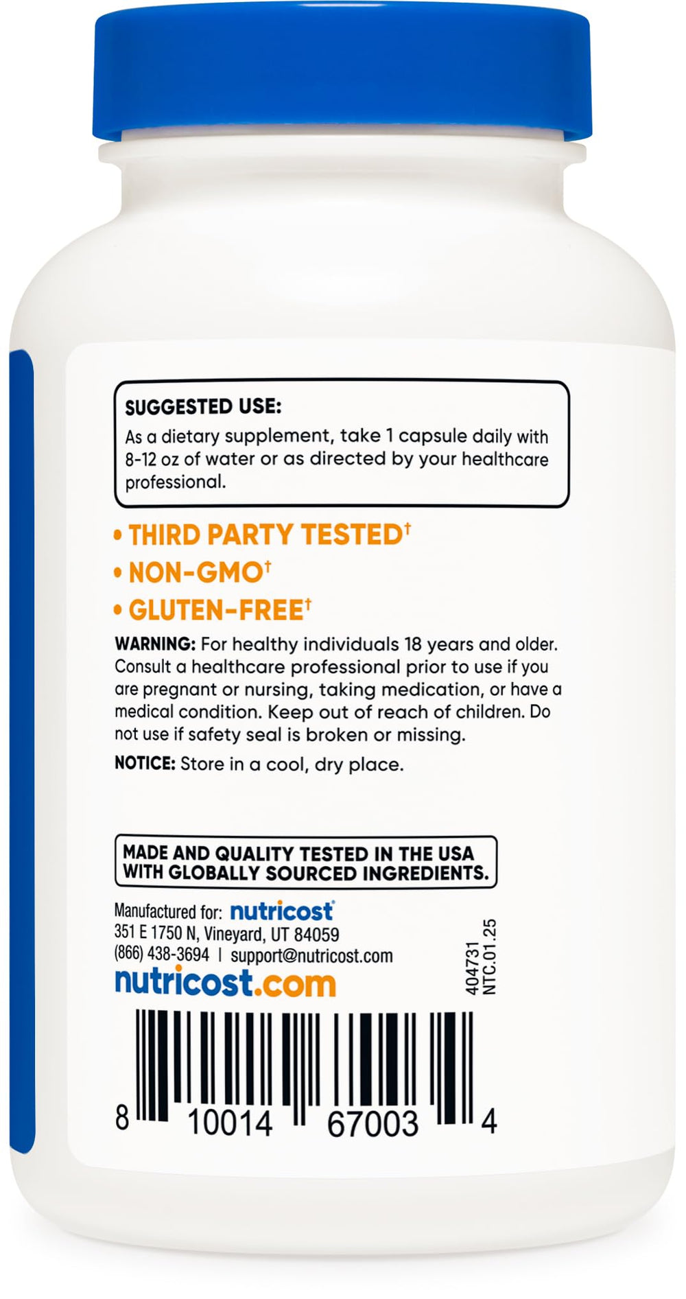 Nutricost Bromelain packaging with ingredients list.