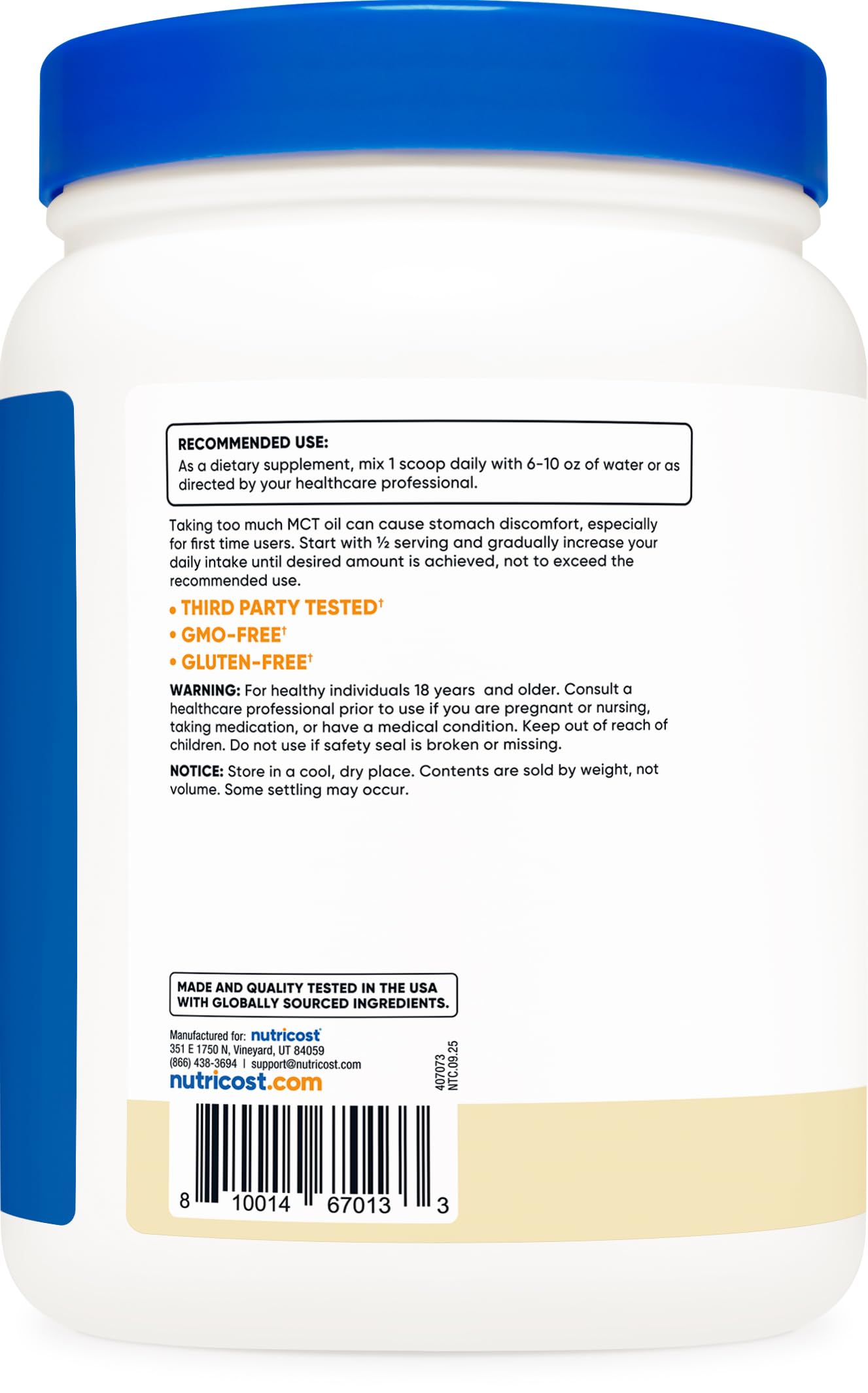 Nutricost C8 MCT Oil Powder Vanilla in coffee for creamy, keto-friendly boost.