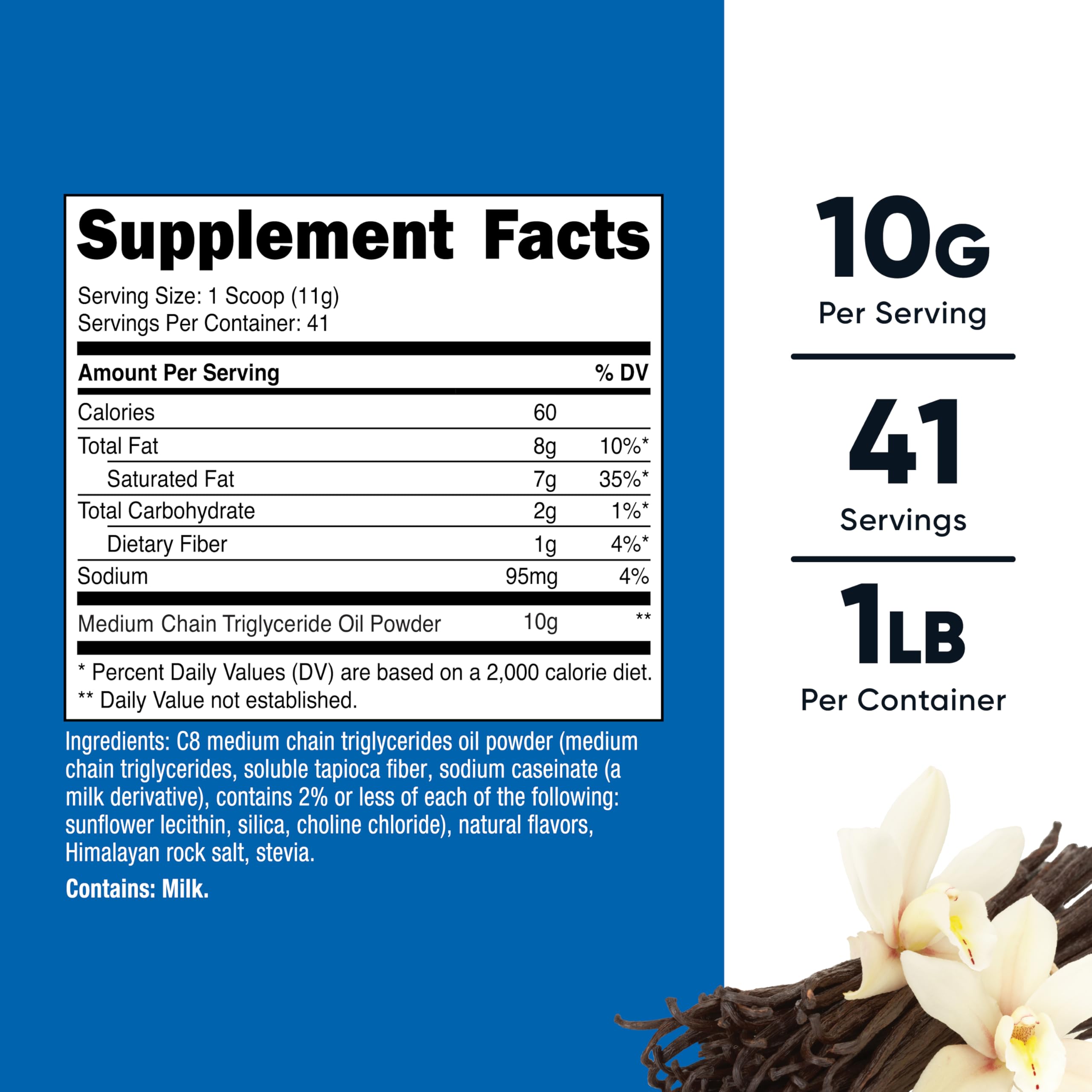 Nutricost C8 MCT Oil Powder Vanilla scoop shows easy, measured serving.