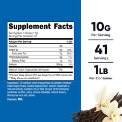 Nutricost C8 MCT Oil Powder Vanilla scoop shows easy, measured serving.