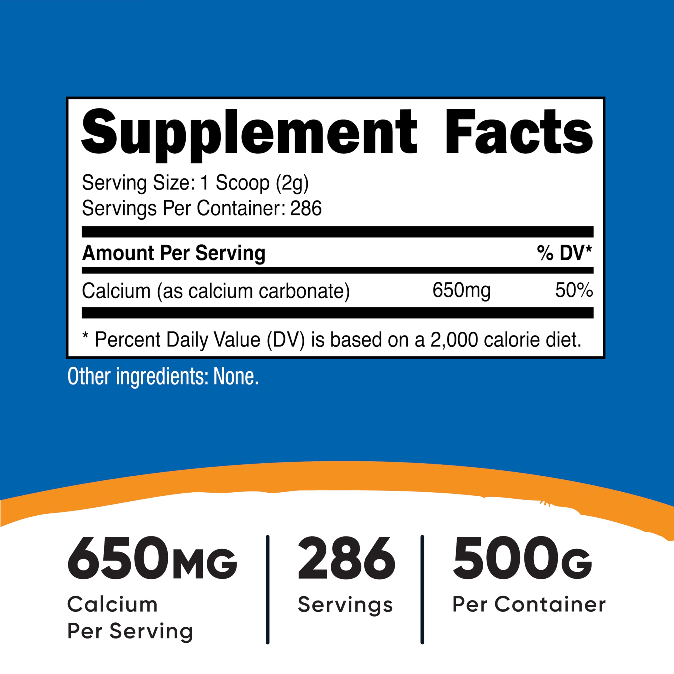 Nutricost calcium carbonate powder scoop included for precise servings