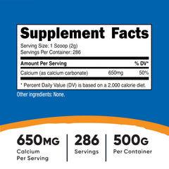 Nutricost calcium carbonate powder scoop included for precise servings
