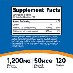 Nutricost Calcium with Vitamin D bottle back view, label details for informed use.