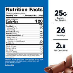 Nutricost Casein Protein Powder tub back shows gluten-free and non-GMO attributes.