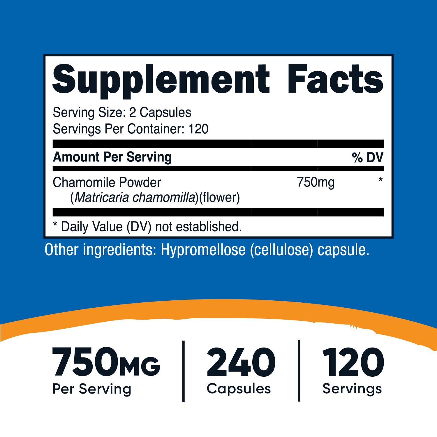 Nutricost Chamomile bottle with capsules – ideal for evening routines