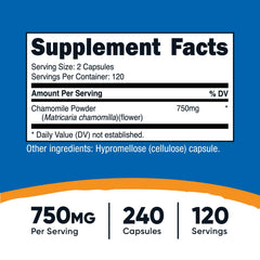 Nutricost Chamomile bottle with capsules – ideal for evening routines