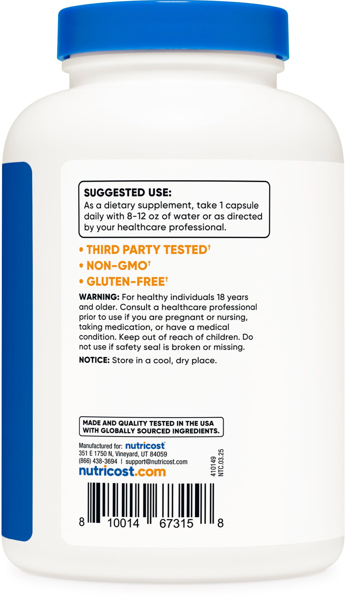 Bottle label highlights 240 servings for easy daily planning.