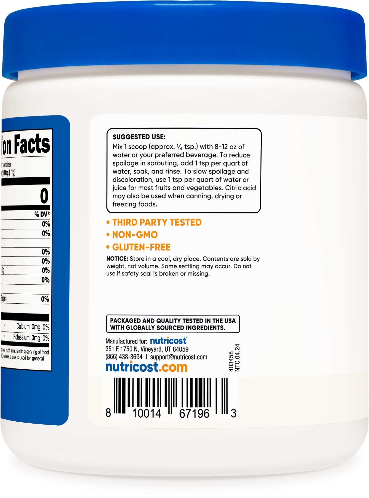Nutricost Citric Acid Powder cooking use, a versatile kitchen ingredient.