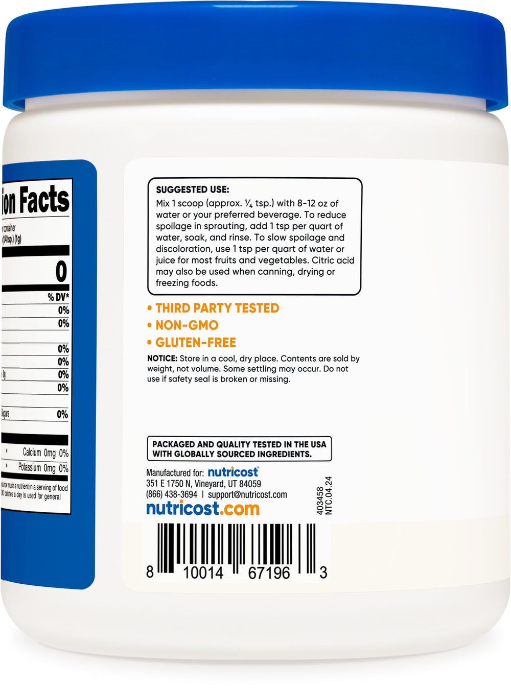Nutricost Citric Acid Powder cooking use, a versatile kitchen ingredient.