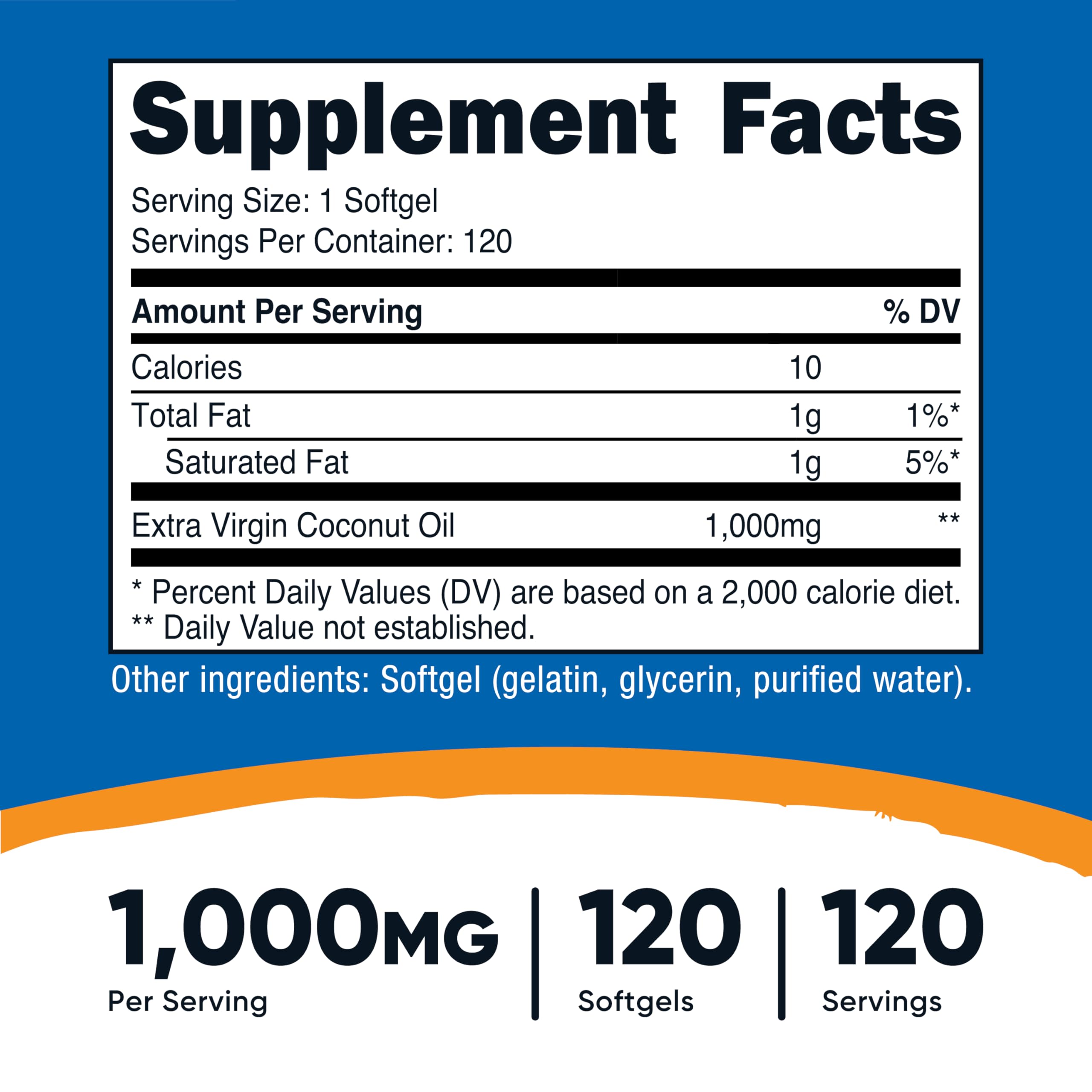 Nutricost coconut oil softgels with serving spoon for easy daily dosage