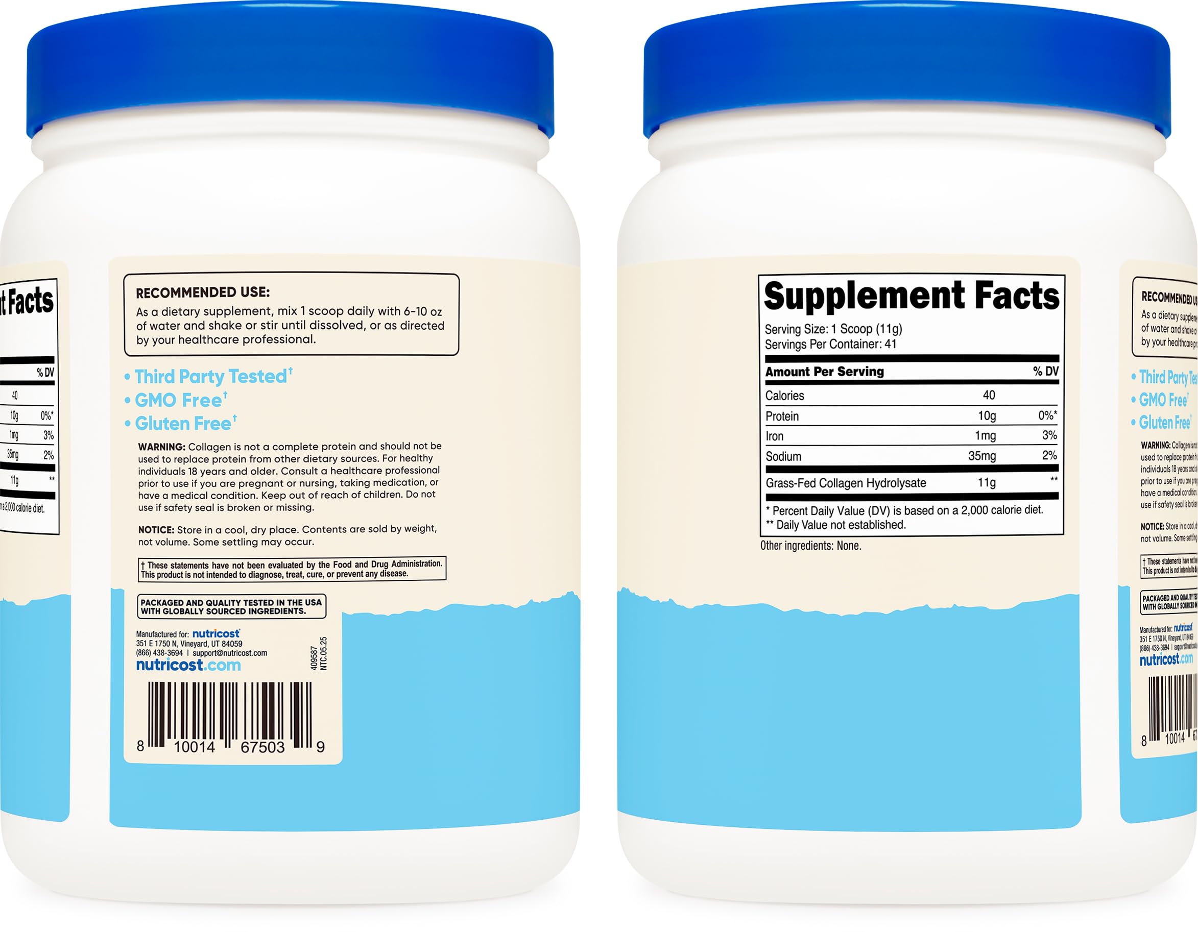 Nutricost collagen peptides dissolving smoothly in a glass of water