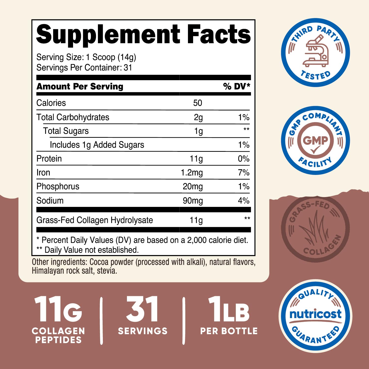 Nutricost Collagen Peptides scoop included for accurate daily serving.