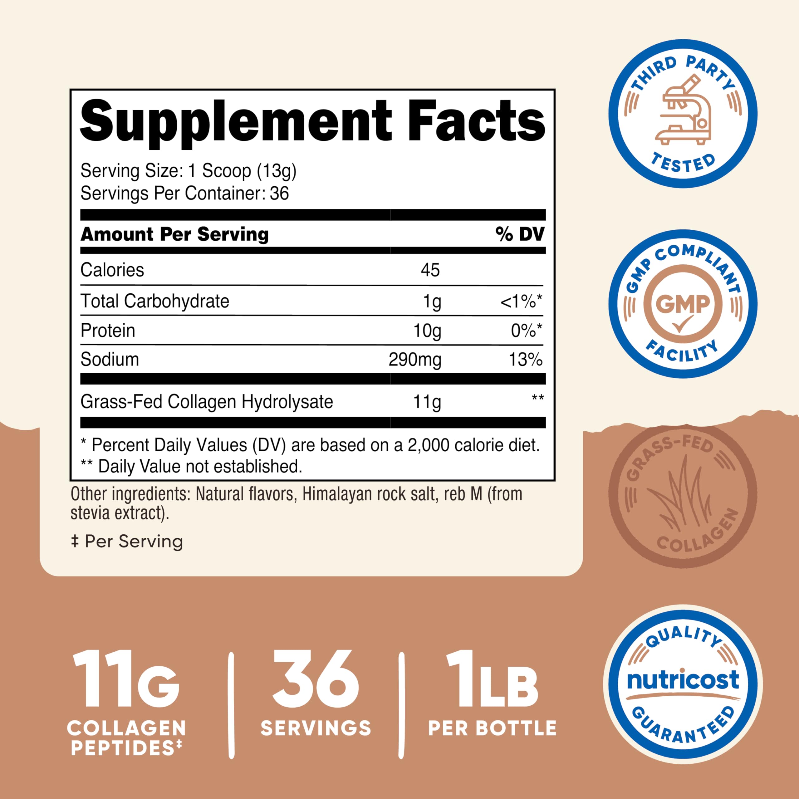 Nutricost collagen peptides scoop included for precise portions in shakes.