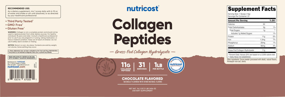 Nutricost Collagen Peptides serving size label ensures consistency.