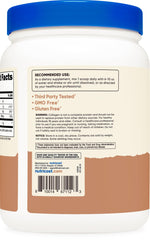 Nutricost collagen powder texture closeup highlights fine hydrolyzed peptides.