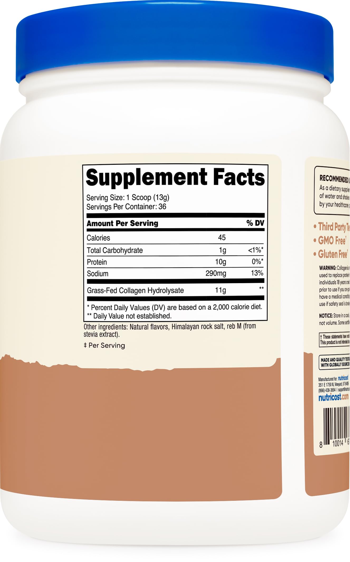 Nutricost quality control facility image emphasizes GMP and ISO testing.
