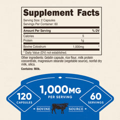 Capsules closeup highlighting two-capsule serving of Nutricost Colostrum
