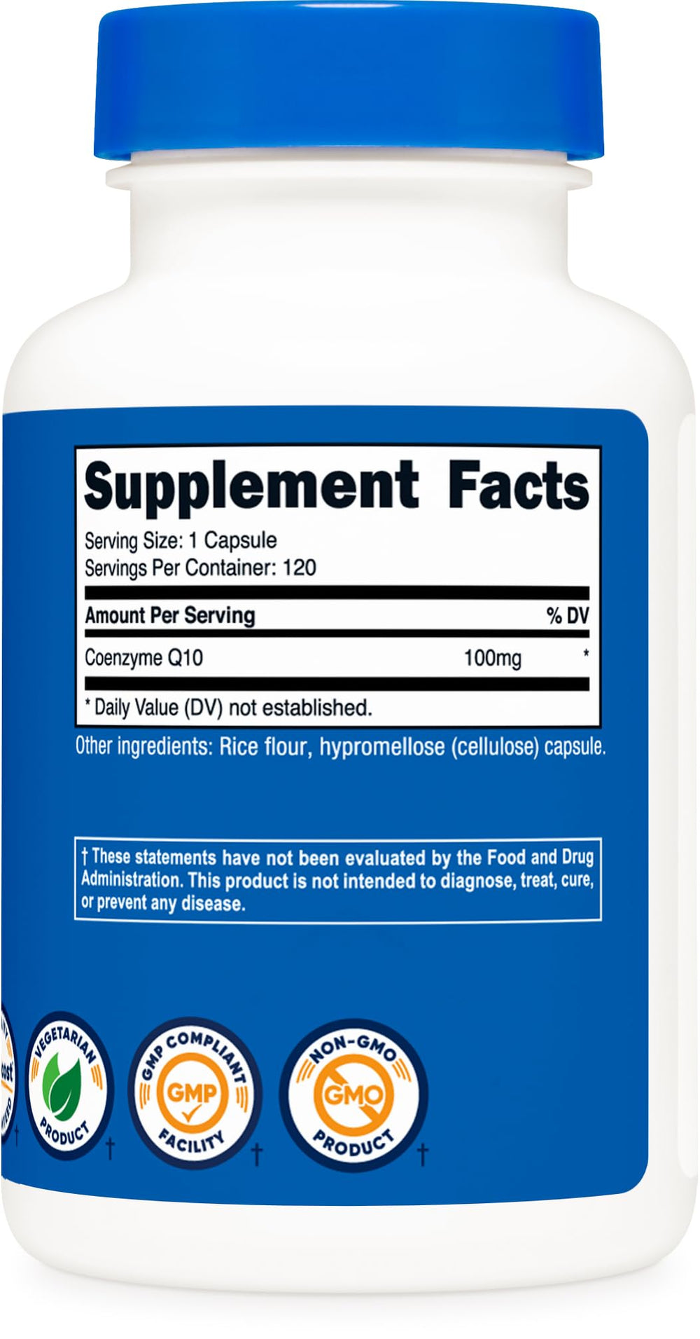 NSF GMP FDA facility badge on Nutricost CoQ10 packaging