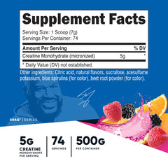 Nutricost Creatine Monohydrate Shaq's Berry Blast scoop ensures accurate 5 g servings for reliable fueling.