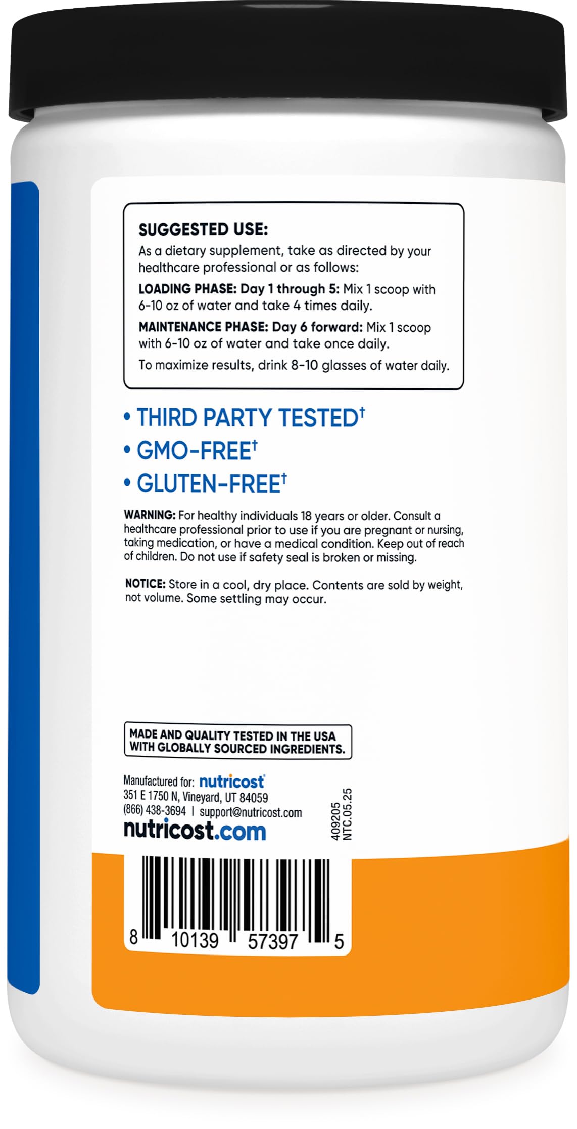 NSF certified and GMP compliant Nutricost production ensures quality.