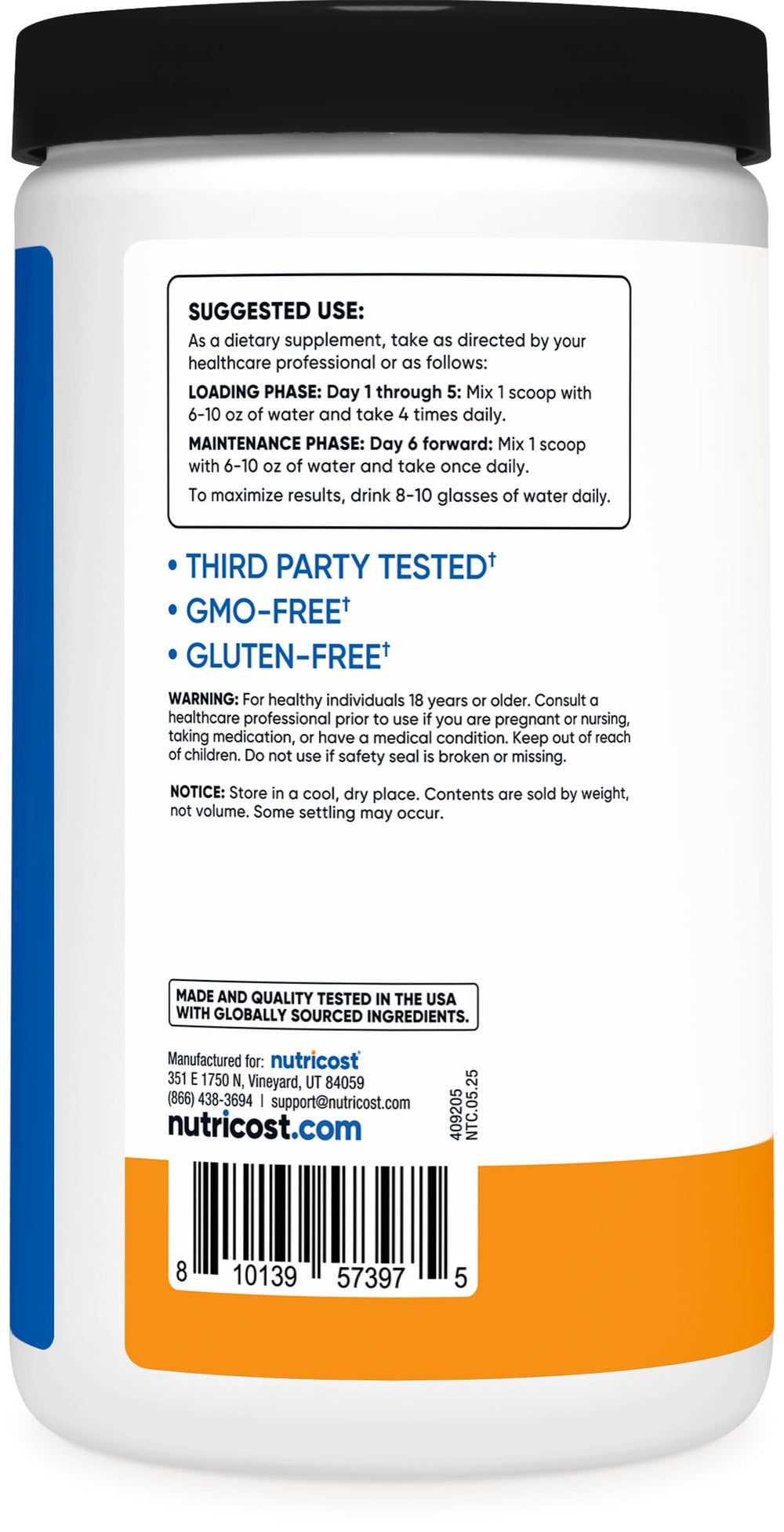 NSF certified and GMP compliant Nutricost production ensures quality.