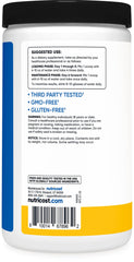 Nutricost label close-up highlights quality, vegan formula, and GMP standards.