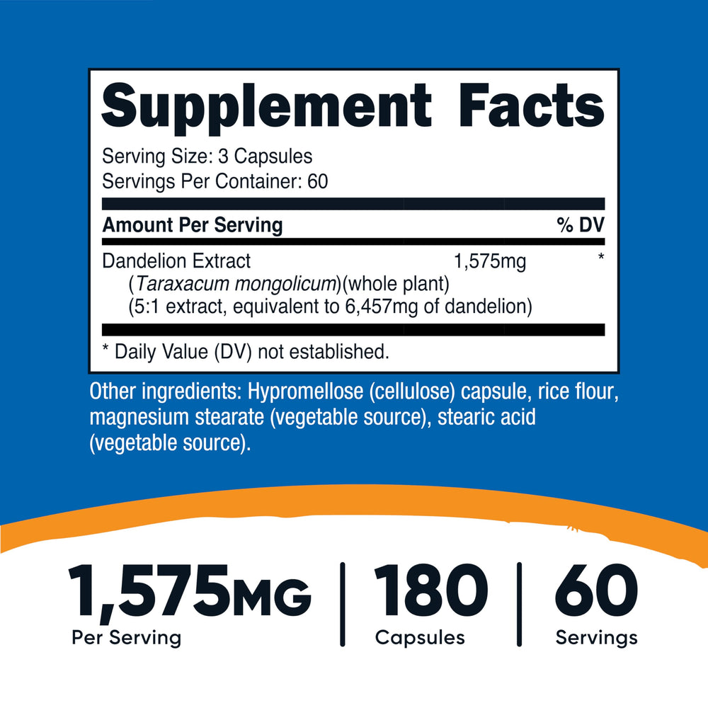 Nutricost Dandelion Extract capsules for convenient daily use