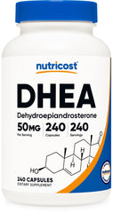Nutricost DHEA 50mg capsules in a bottle for daily wellness support.