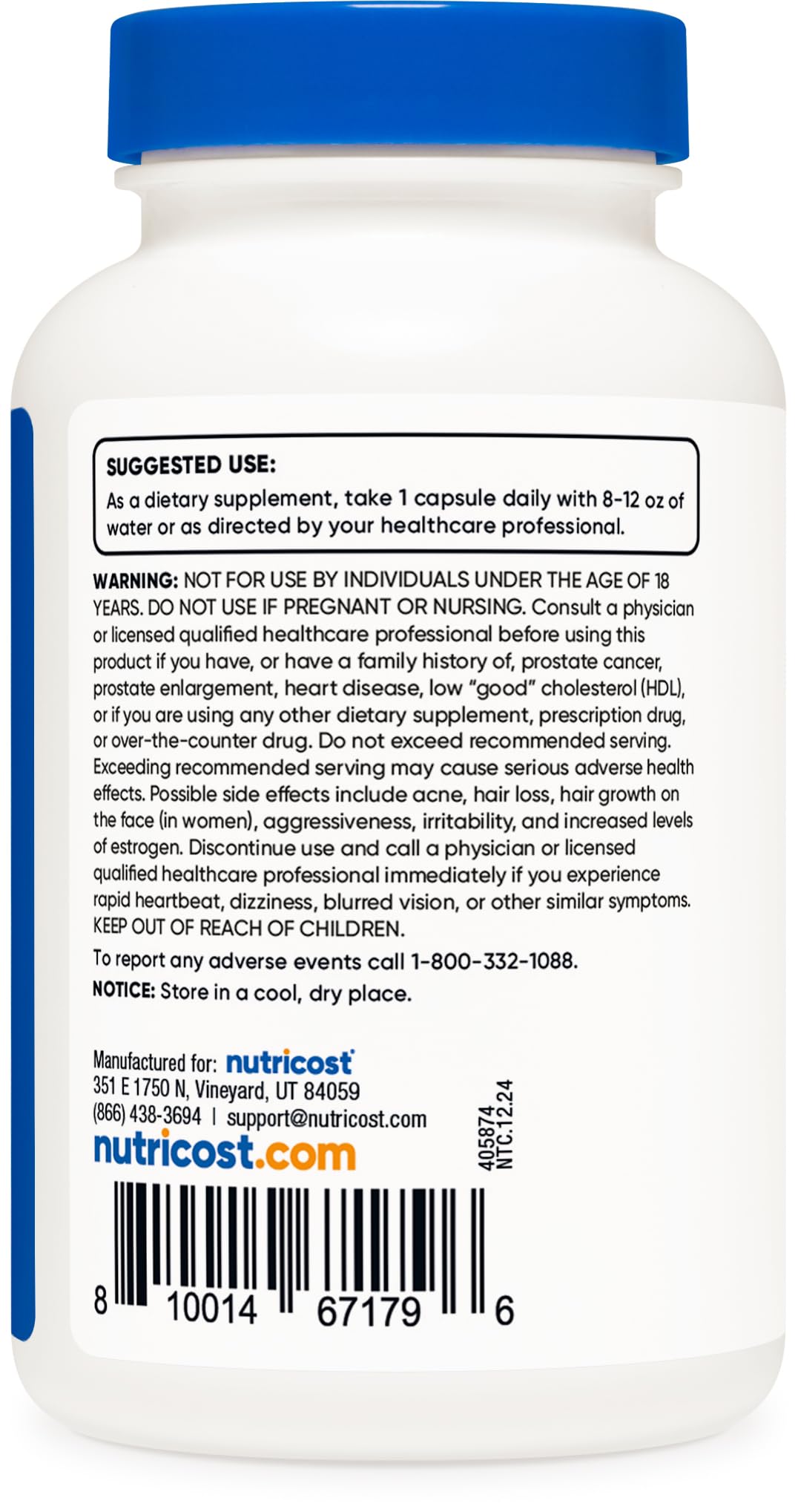 Nutricost DHEA bottle with packaging and label artwork