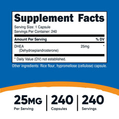 Nutricost DHEA capsules close-up showing quick-release form