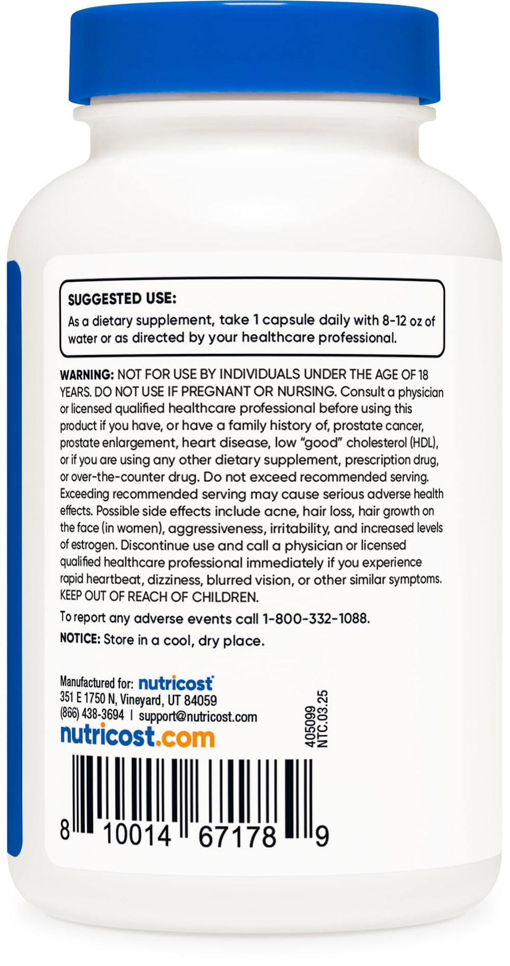 Nutricost DHEA soy-free label supports sensitive diet plans.