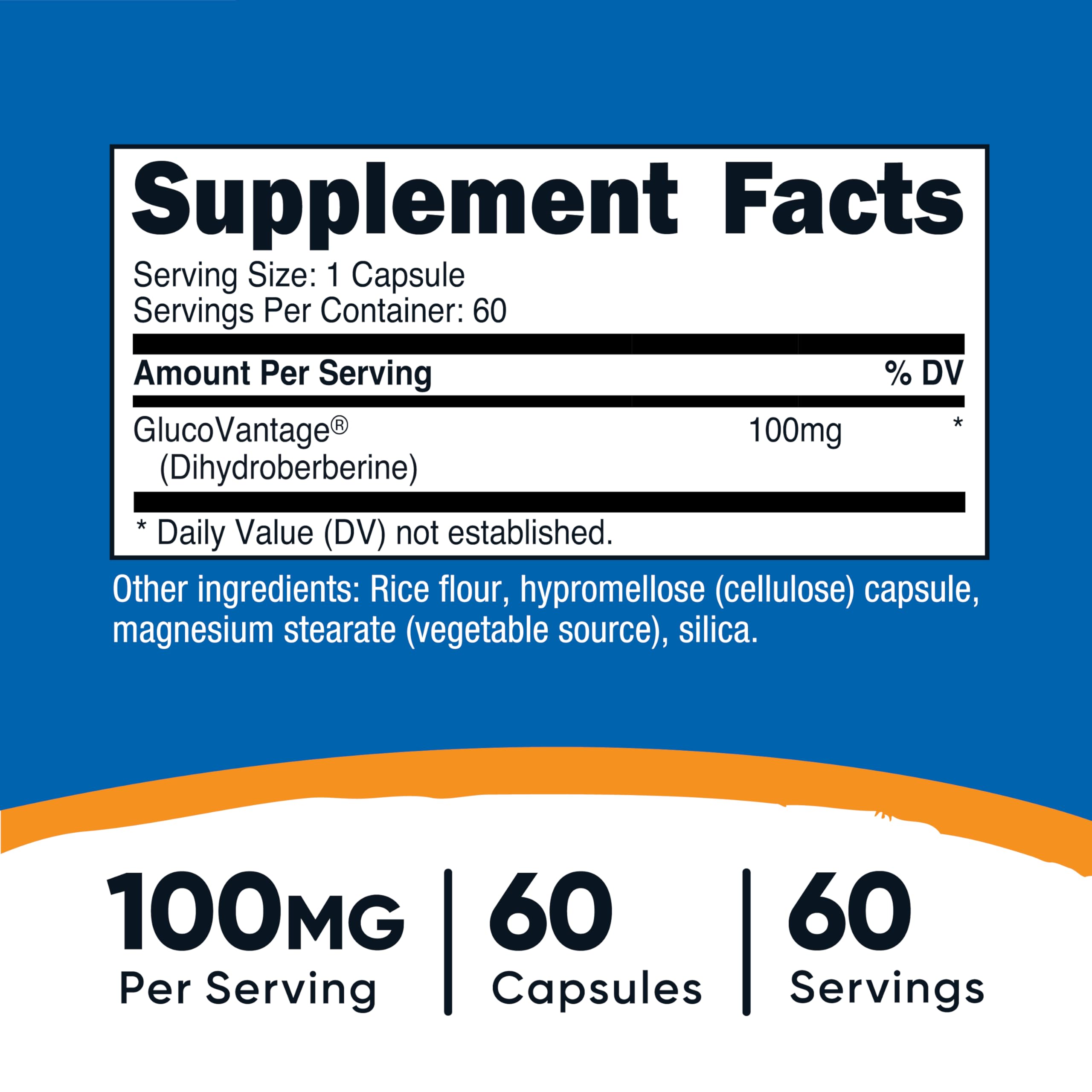 Nutricost Dihydroberberine capsules label highlighting dosage and quality