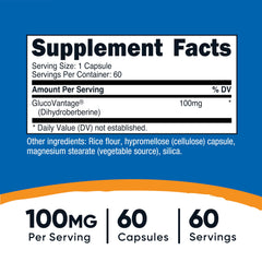 Nutricost Dihydroberberine capsules label highlighting dosage and quality