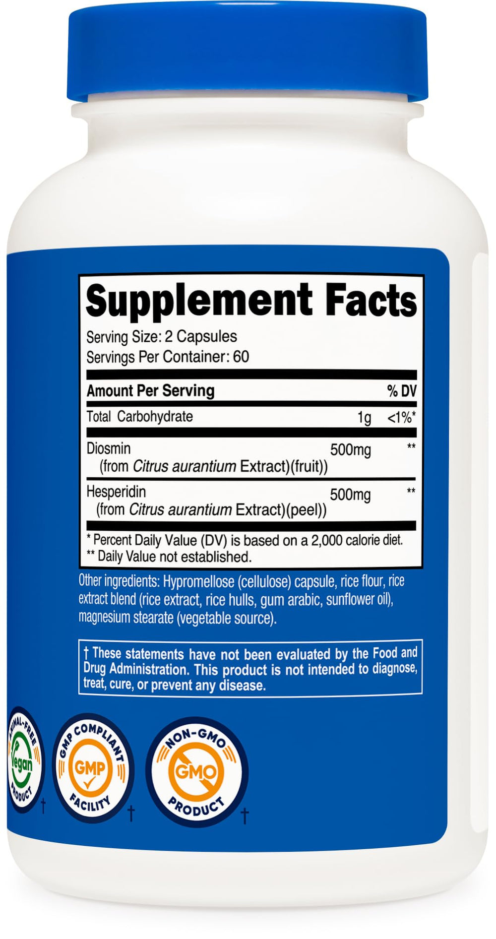 Badge indicating NSF GMP FDA registered facility for Nutricost production