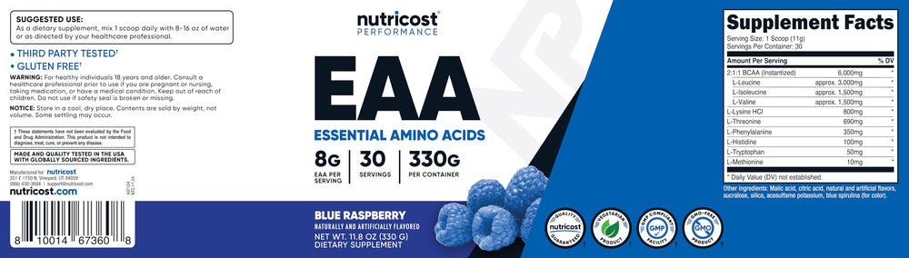 Nutricost EAA GMP facility and FDA registered production mark