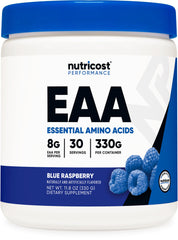 Nutricost EAA powder blue raspberry jar for daily amino acid support