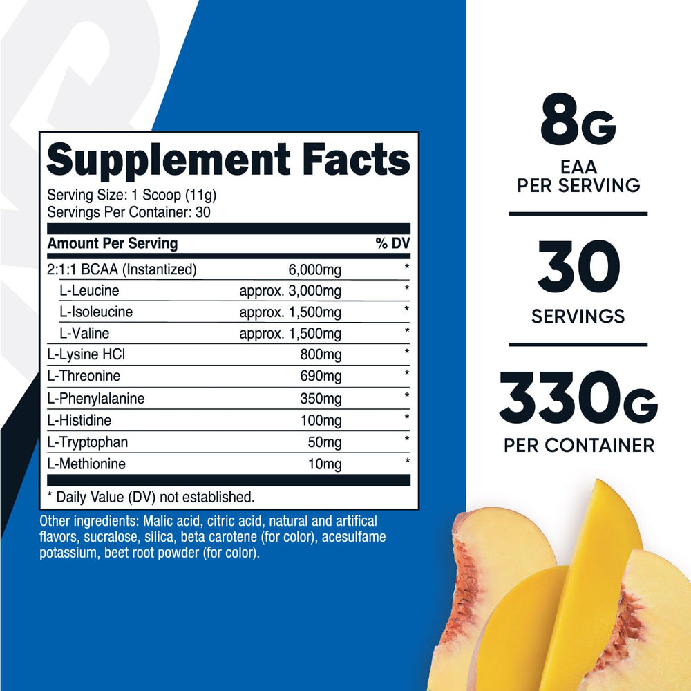 Nutricost EAA Powder Peach Mango scoop ready to mix after training
