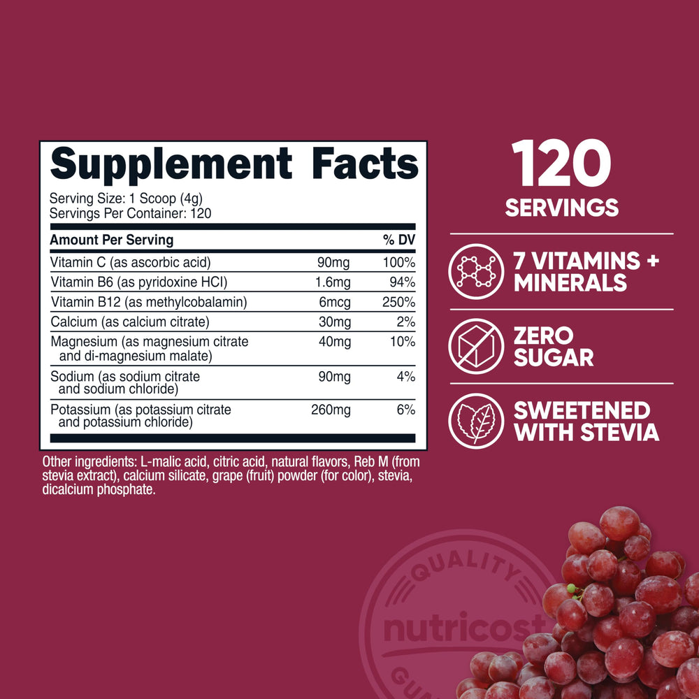 Nutricost Electrolyte Complex grape scoop ready to mix in water