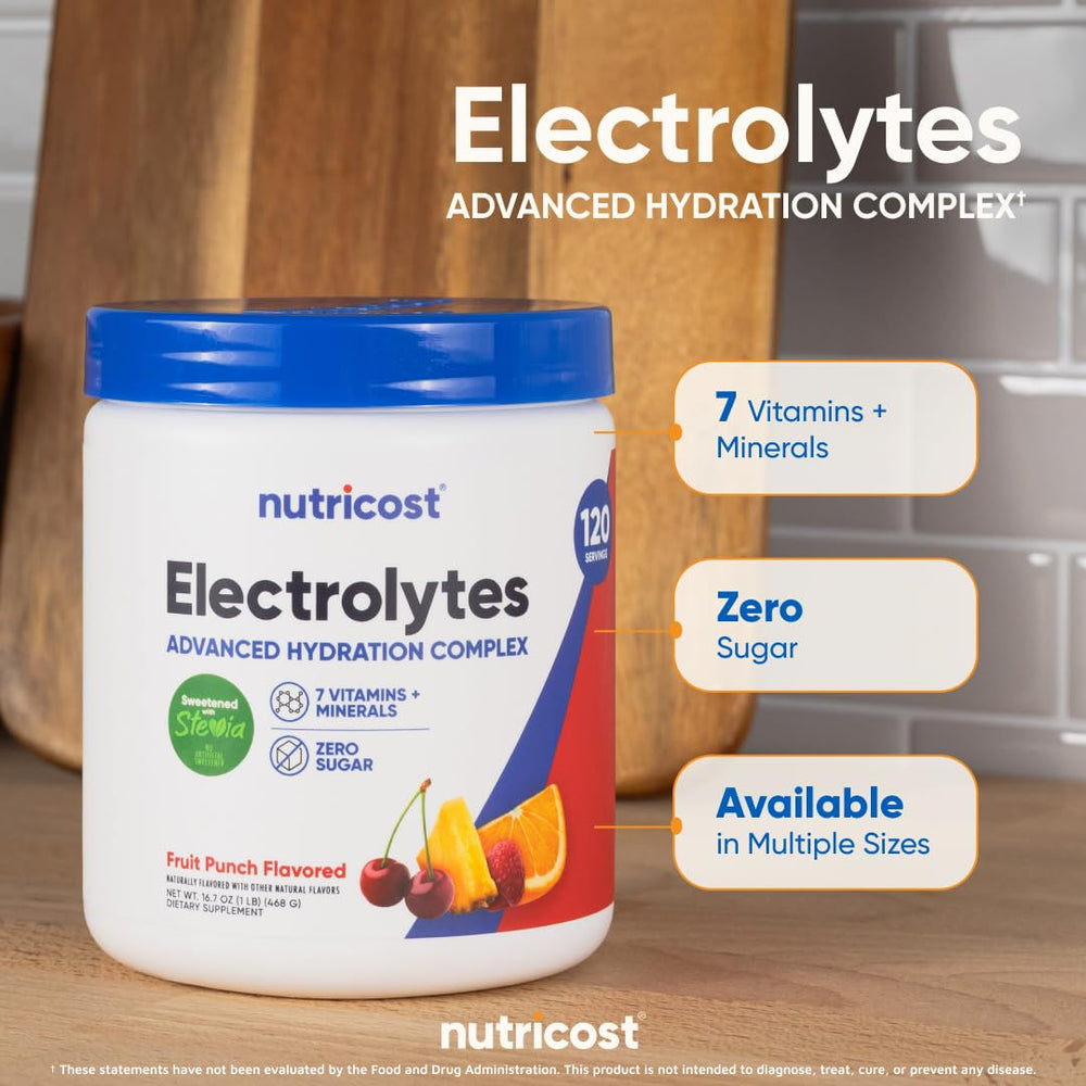 Nutricost Electrolyte Complex Powder ready for daily use.