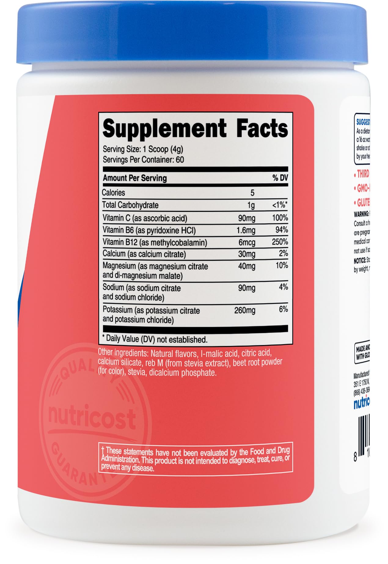 Studio shot of Nutricost Electrolytes Complex on a clean shelf