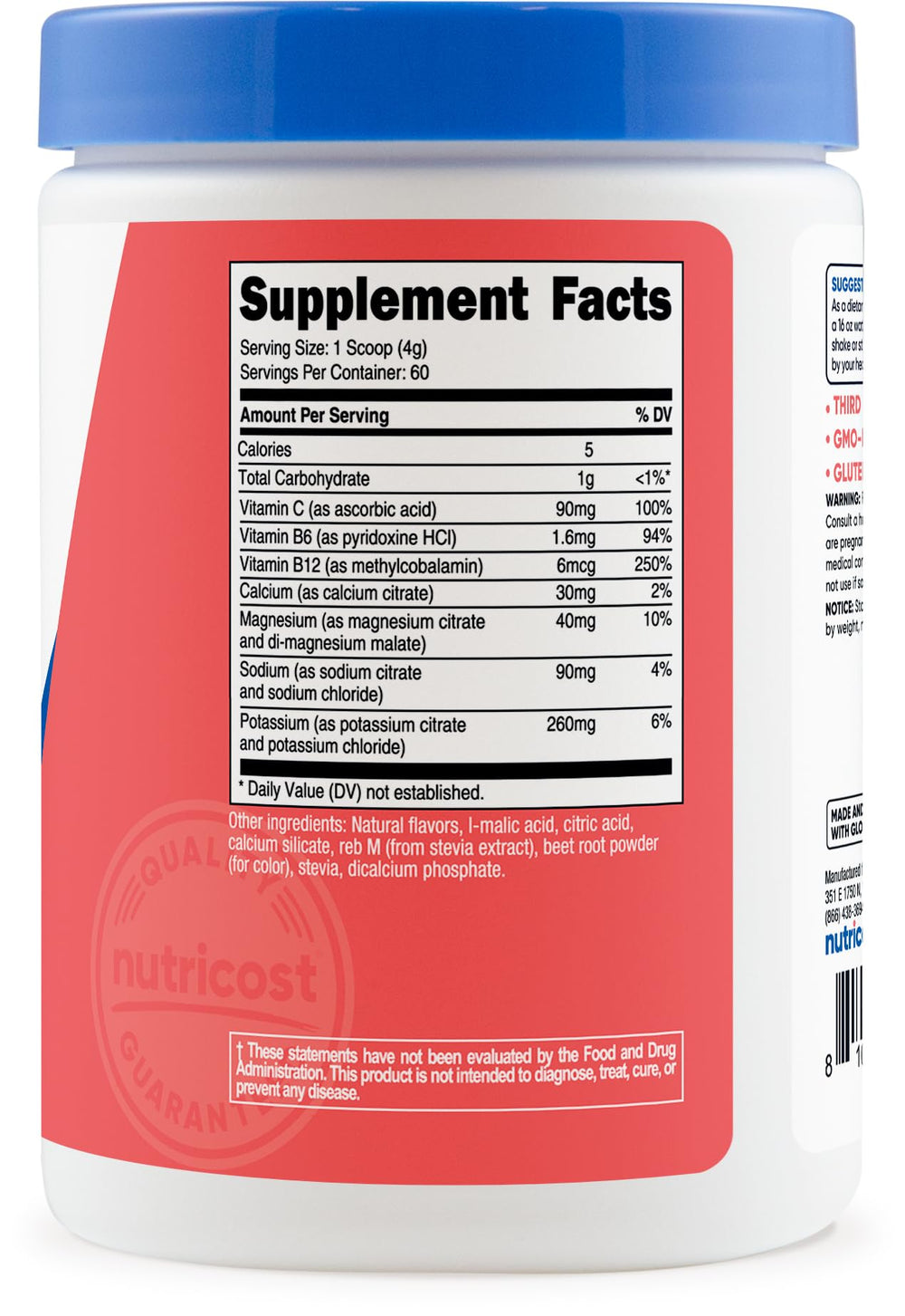 Studio shot of Nutricost Electrolytes Complex on a clean shelf