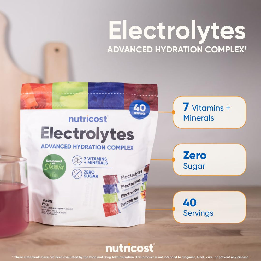 Nutricost Electrolytes Naturally Sweetened stickpack with Stevia for clean taste