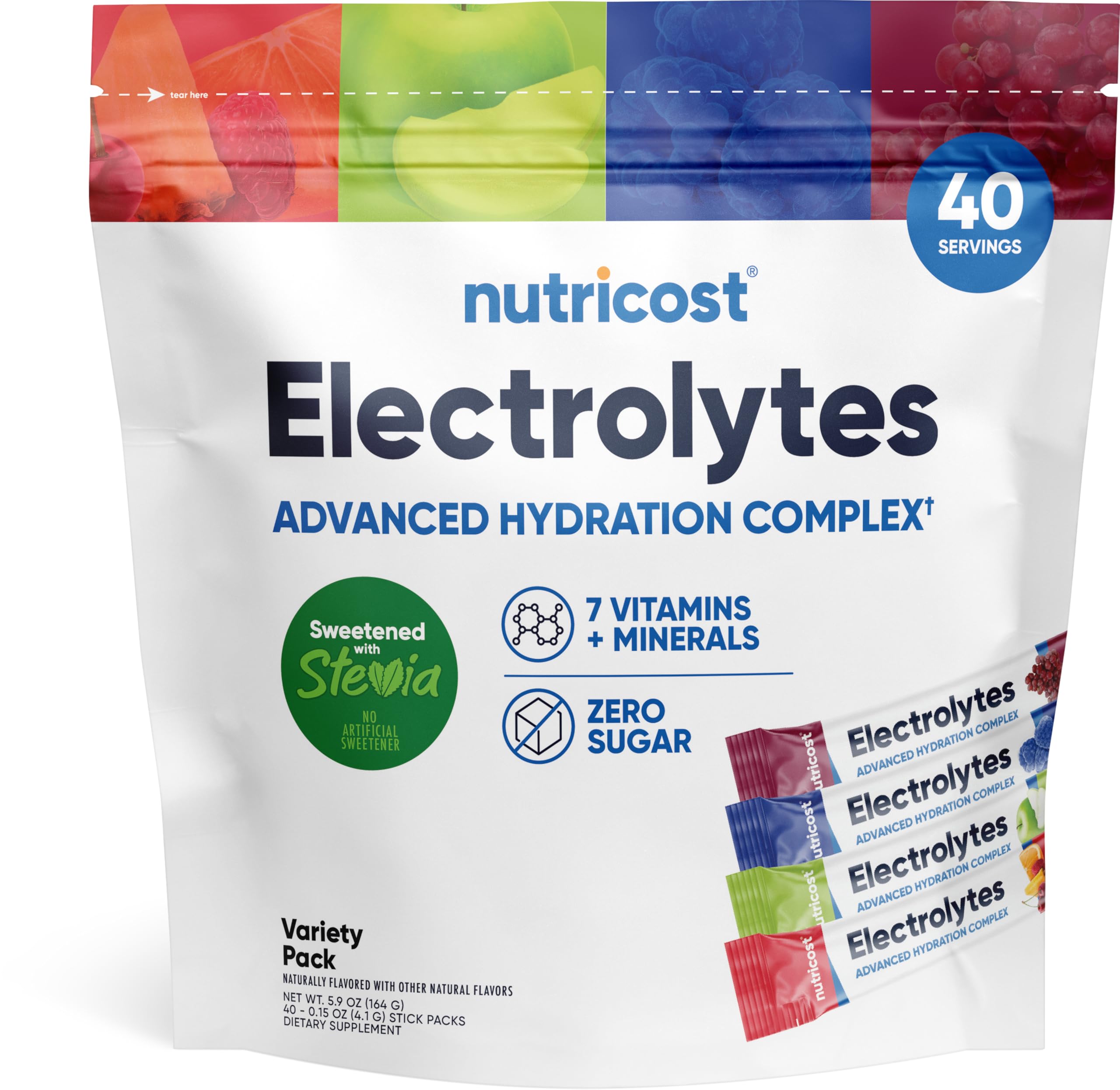 Nutricost Electrolytes Variety Green Apple stickpack for refreshing hydration on the go