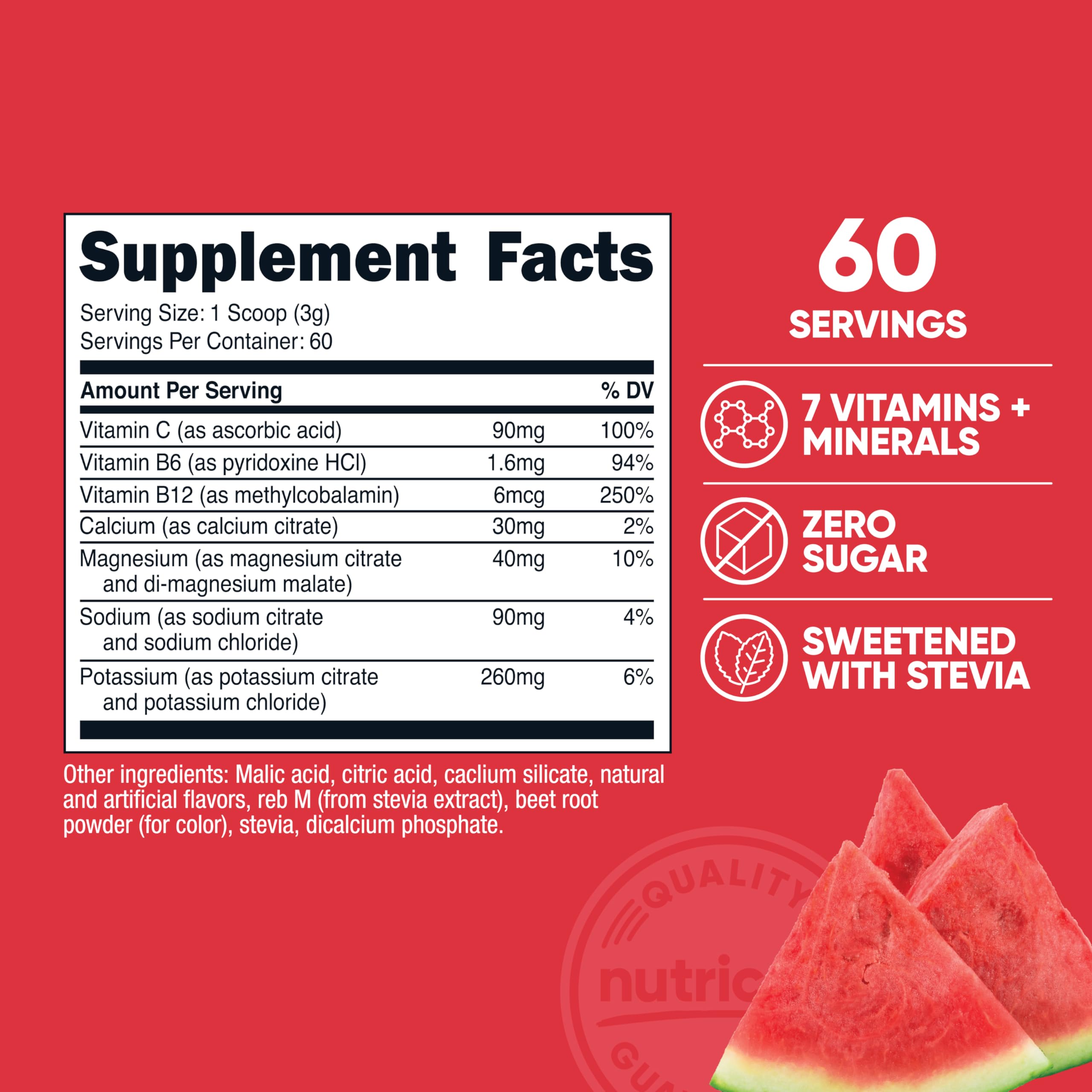 Nutricost Electrolytes Watermelon ingredients highlight minerals for active days