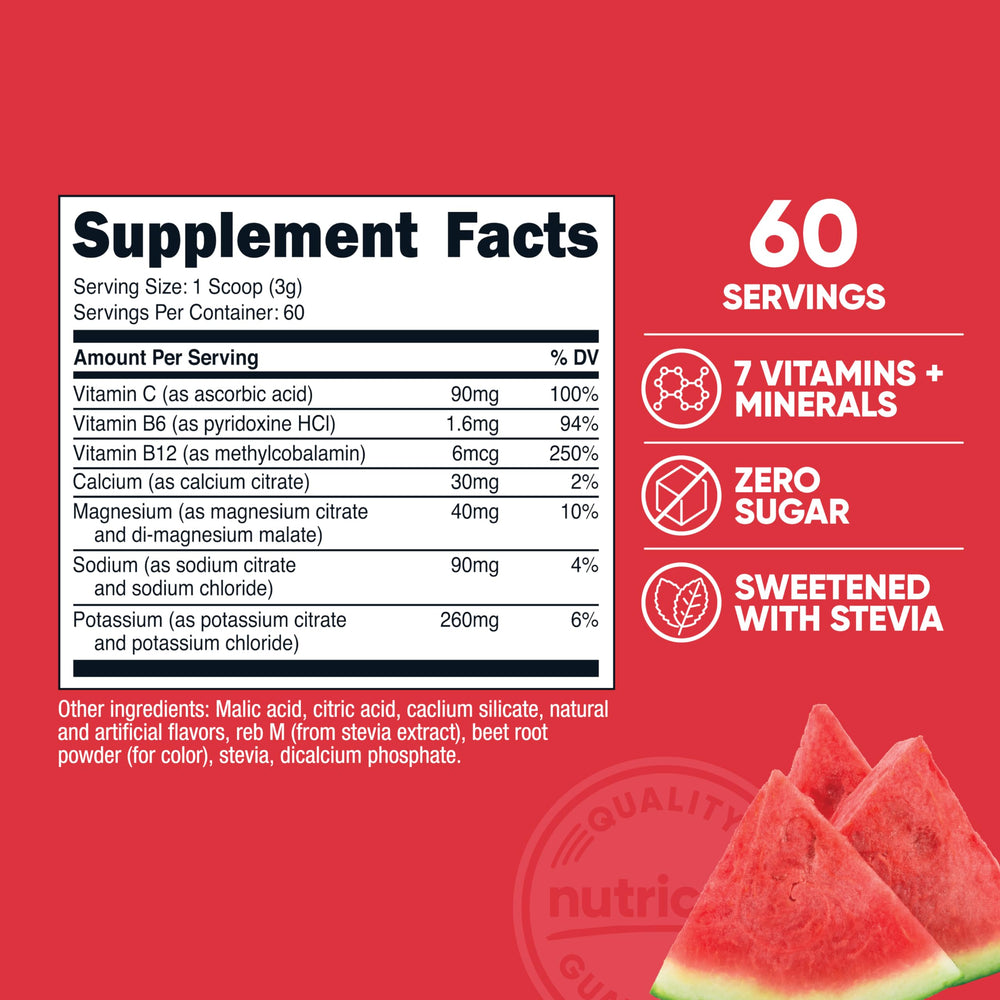 Nutricost Electrolytes Watermelon ingredients highlight minerals for active days