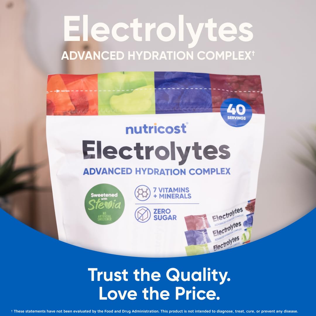 Nutricost Electrolytes Zero Sugar stickpack offers sugar-free hydration option