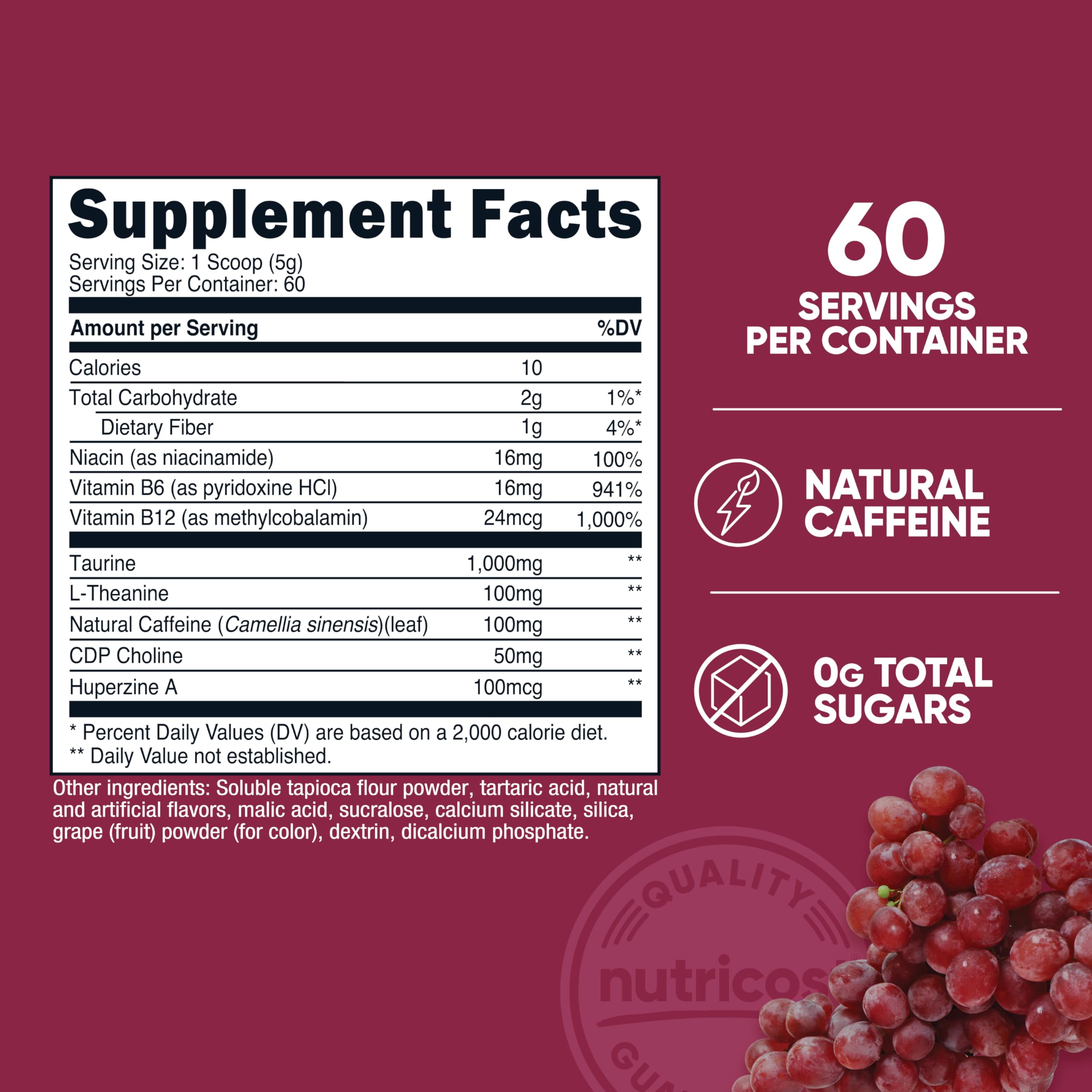 Nutricost grape powder pour shows quick mix and vibrant flavor for daily recharge.