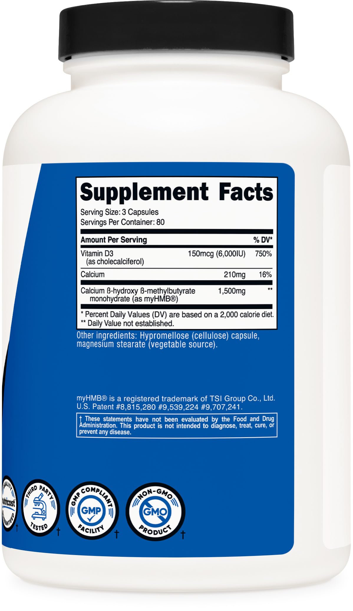 NSF GMP FDA-certified Nutricost manufacturing seal on the bottle.